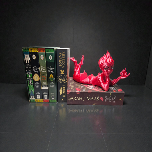 🔥 Fire Sprite Book Holder – Fantasy Shelf Decor