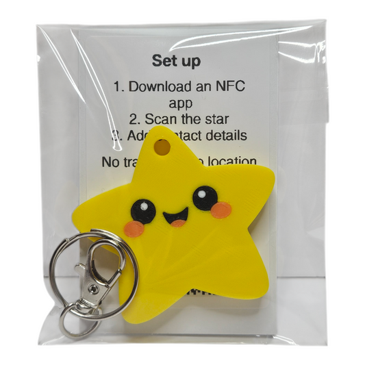 3D printed NFC Star Keyring for Children’s Bags | Emergency Contact ID Tag