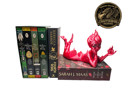 🔥 Fire Sprite Book Holder – Fantasy Shelf Decor