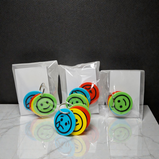 3D printed Mood Keyring – 4 Color Emotion Tags for Kids, Autism & Classroom Support keychains