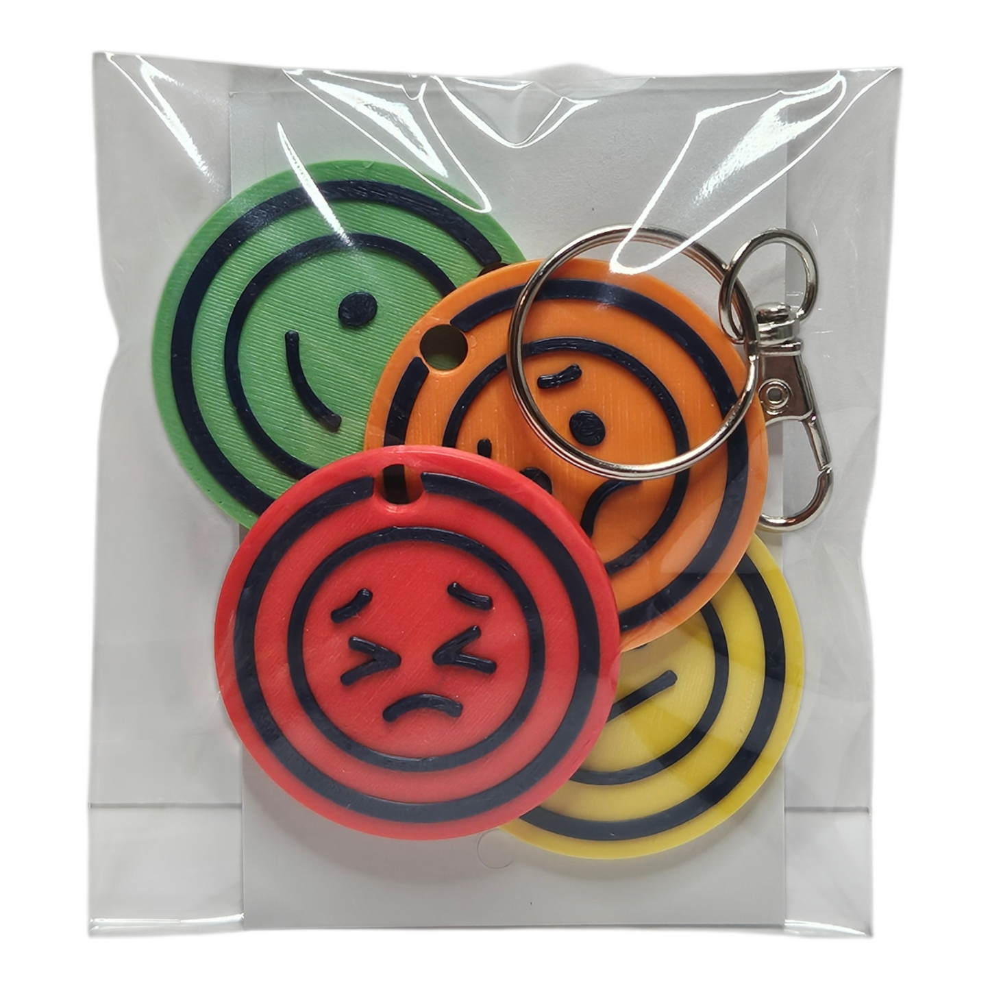 Pain Level Communication Tags – 3D Printed Emotion Keyrings (Set of 4 tags)